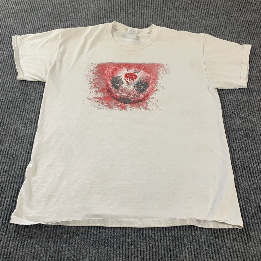 VTG Gildan T Shirt‎ Mens Large White Short Sleeve SWFL Soccer Florida League Y2K
